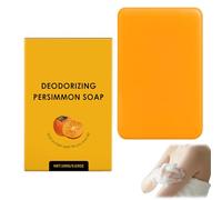 Persimmon Soap Bar for Body&Face,Natural Body Odor Removal with Persimmon & Green Tea Extracts,Fragrance Free Bath Soap for All Skin Types,Rich Lather Long-Lasting for Old People Smell Men Women (1PCS