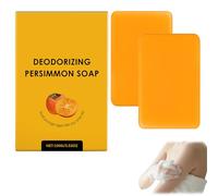 Persimmon Soap Bar for Body&Face,Natural Body Odor Removal with Persimmon & Green Tea Extracts,Fragrance Free Bath Soap for All Skin Types,Rich Lather Long-Lasting for Old People Smell Men Women (2PCS
