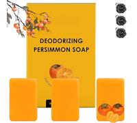 Persimmon Soap Bar for Body & Nonenal Odor Neutralization - Deodorizing Persimmon Soaps, Antibacterial Bar Soap for Effective Long-Lasting Freshness for Men & Women Deodorizing (3 Pcs)