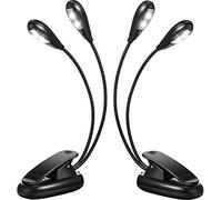 Persistence 2Pcs Music Stand Light Clip on LED Book Lights Dual Arm Luci di lettura per libri a letto Clip regolabile a 360 gradi