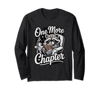 Perso in Un Buon Libro Raccoon Reading Book Lover Art Maglia a Manica