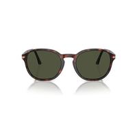 Persol Occhiali da sole rotondi Po3343s, Avana/Verde, 55 mm