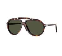 Persol Unisex Persol PO0202S 24/31 Occhiali da sole Acetato Tartaruga Verde Squadrata Normale