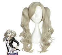 Persona 5 Anne Takamaki Parrucche lunghe in lino riccio con 2 parrucca in costume per capelli in fibra ad alta temperatura Parrucca Taglia unica Takamaki Ann