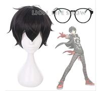 Persona 5 Hero Kyoya Hibari Rin Okumura Houtarou Black Short Cosplay Wig Glasses Black Glasses Mask Cos Prop (Colore : Wig with Glasses)