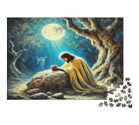 Persona in preghiera Foresta Notte Puzzle per Adulti Puzzle 1000 Pezzi Carta Atmosfera Tranquilla Famiglia Attenzione Regalo 38x26cm/1000pcs