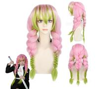 Personaggi di anime Kanroji Mitsuri Parrucche - Halloween per ragazze e ragazzi, fumetti e congressi di anime, feste di gioco di ruolo del carnevale