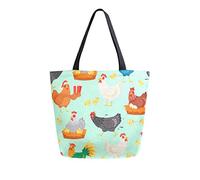 Personaggi di pollo in diverse pose Borsa tote in tela Borse della spesa riutilizzabili Borsa da trasporto con manici