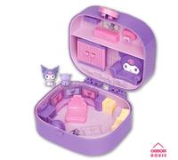 Personaggi Sanrio KUROMI Cosa c'è nella mia tasca con 2 figure giocattolo cor...