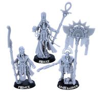 Personaggi scheletri egiziani - 3 miniature di mummia non morta per giochi di guerra fantasy | Modelli in resina in scala 32 mm | DnD | Miniature Highlands con licenza | Figure base non verniciate da