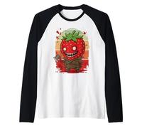 Personaggio del film horror Chibi Killer Strawberry retrò raccapricciante Maglia con Maniche Raglan