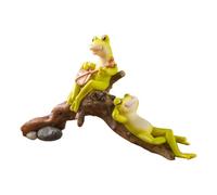 Personaggio in resina rana, statuetta in miniatura rana, statuetta da scrivania in resina, decorazione per terrazza, balcone