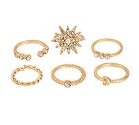 Personaggio Squisito Temperamento Pieno di Strass Stelle Luna Anello Set per Le Donne alla Moda e Popolare Professional
