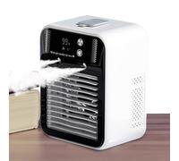 Personal Air Conditioner Fan, Small Desktop Cooling Fan, Double Mist Cooler, Digital Display for Outdoor, Travel, Workplace, Desk Use, 6.46x4.65x8.43 inches, Black White