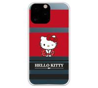 Personalaizer Cover flessibile compatibile con iPhone 15 Pro di Hello Kitty con strisce rosse e nere