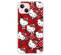 Personalaizer Cover flessibile, trasparente, compatibile con smartphone, iPhone 16, con disegno di Hello Kitty con fiocchi rossi e pois
