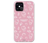 Personalaizer Cover per iPhone 12-12 Pro - Hello Kitty patron sobre rosa