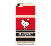 Personalaizer Cover per iPhone 7 - IPhone 8 - SE 2020 - Hello Kitty Franjas Rojas y Negras