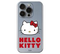Personalaizer Cover ufficiale Hello Kitty compatibile con iPhone 15 Pro - Silicone TPU flessibile trasparente con motivo su rosa