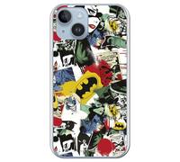 Personalaizer Custodia compatibile con iPhone 15 Plus Licenza Ufficiale Batman - Cover in silicone TPU flessibile trasparente - Design Collage