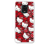 Personalaizer Custodia compatibile con Xiaomi Redmi Note 9S - Note 9 Pro con design di Hello Kitty e fiocchi rossi e talpe - Stile Kawaii - Custodia in silicone TPU flessibile trasparente