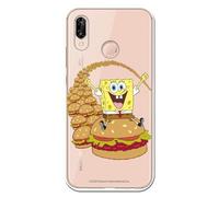 Personalaizer Custodia compatibile Huawei P20 Lite - Design per bambini SpongeBob su hamburger - Cover in silicone TPU flessibile trasparente