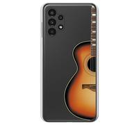 Personalaizer Custodia compatibile Samsung Galaxy A13 4G - Design Media Chitarra Acustica - Cover in silicone TPU flessibile trasparente
