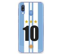 Personalaizer Custodia compatibile Samsung Galaxy A20E - Design Design Calcio Maglietta Argentina con numero 10 - Cover in silicone TPU flessibile trasparente
