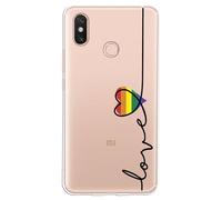 Personalaizer Custodia compatibile Xiaomi Mi MAX 3 - Design Cuore Bandiera LGTBI con Frase Love - Cover in silicone TPU flessibile trasparente