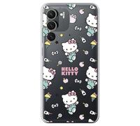 Personalaizer Custodia in silicone flessibile trasparente per Samsung Galaxy A14 4G/5G con motivo Hello Kitty e motivo di adesivi, stile Kawaii - Cover in TPU