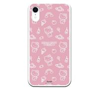 Personalaizer Custodia in Silicone Morbida Trasparente per iPhone XR con Design di Hello Kitty su Sfondo Rosa - Cover TPU Compatibile con iPhone XR