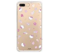 Personalaizer Custodia per iPhone 7 Plus - iPhone 8 Plus con motivo Hello Kitty e motivo floreale - Stile Kawaii - Cover in silicone TPU flessibile trasparente