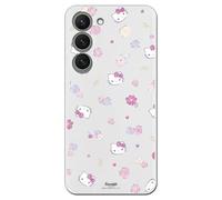 Personalaizer Custodia per Samsung Galaxy S24 con motivo Hello Kitty e fiori - Stile Kawaii - Cover in silicone TPU flessibile trasparente