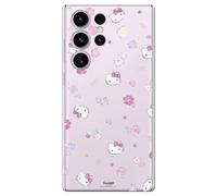 Personalaizer Custodia per Samsung Galaxy S24 Ultra con motivo Hello Kitty e fiori - Stile Kawaii - Cover in silicone TPU flessibile trasparente