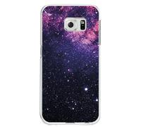 Personalaizer Custodia per Samsung Galaxy S6 Edge, Design Cosmico, Via Lattea e Stelle, Custodia in Silicone, Flessibile, Trasparente