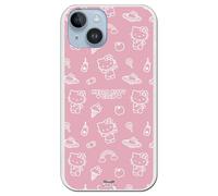Personalaizer Siliona - Custodia flessibile trasparente per iPhone 15 Plus con motivo Hello Kitty motivo su rosa - Custodia in TPU compatibile con iPhone 15 Plus