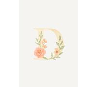 Personalised Floral Initial Letter D. 100 lined pages. 6 x 9 inches. For journaling, writing and doing work. Vintage and water colour vibe. cane be used for school and work.
