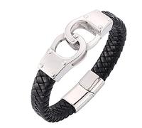 Personalised Gifts Chain Bracelet, Bracelets Stainless Steel Handcuffs Bracelet Men's Bracelet Stainless Steel with Magnetic Clasp, Length 20.5 cm, Faux,