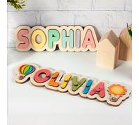 Personalised Wooden Name Puzzle with Pegs - Custom Baby Name Toy, Handmade Montessori Gift for Newborn, Baby Shower Present for Boys & Girls, Educational Wooden Keepsake