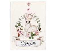 Personalisedog - Coperta per bambini personalizzabile, con motivo altalena floreale, da 80 x 110 cm