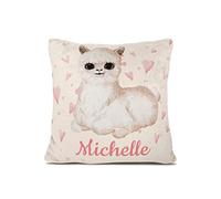 Personalisedog Cuscino in pile per neonati con nome desiderato & design animale e colore del motivo | Cuscino con nome regalo per nascita o battesimo nomi per ragazzo ragazza (lama cuori)