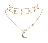 personalità Pentagramma Luna Pendente Multistrato Donna Stile Bohemien Collana Creativa e utile Attractive Design