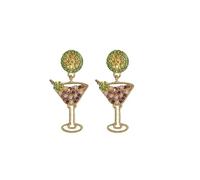Personality Diamond Imitation Pearl Lemon Cocktail Cup Orecchini a spillo in argento Summer Creative Nicchia Eleganti Orecchini di fascia alta