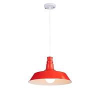 Personality Pendant Lights, Nostalgic Retro Industrial Style Chandelier, Single Head Metal Pot Lid Lighting Fixture, Minimalist Creative Hanging Lamp for Bedroom, Bedside, 's Room(Red)