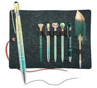 Personalized 6 Pcs Ballpoint Pen Set - Metal Crystal Diamond Pens Feather Quill Pens, Custom Name for Christmas Birthday Gifts, Office School Supplies (Ballpoint Pen Set - Green)