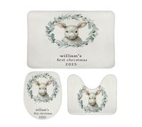 Personalized Baby First Christmas Set Di Tappeti Da Bagno 3 Pezzi Morbida Tappetino Da Bagno Antipolvere Tappeto Con Profilo A U Per Doccia Toeletta La Casa