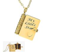 Personalized Book Necklace for Daughter Engraved Pendant, Stainless Steel Adjustable Chain (Gold*1pcs)