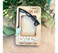 Personalized Dad Car Photo Frame Visor Clip, Custom Name I hooked the best Father's Day Gift Visor Clip, Fridge Photo Magnet, Wallet Size Photo Frame,