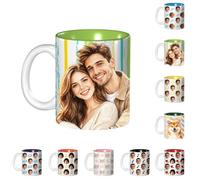 Personalized Face Coffee Mug/Coffee Cup, Custom Christmas Photo Gift | Customized Funny Faces 15oz Coffee Mug with Pictures, Xmas Gift for Dad, Papa, Mom, Grandma, Co-worker