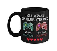Personalized Gamer Mug - I Will Always Be Your Player Two Coffee Mug - Black - Video Gamer Couple Mug, Valentines Day Gifts For Him, Gifts For Gamer T